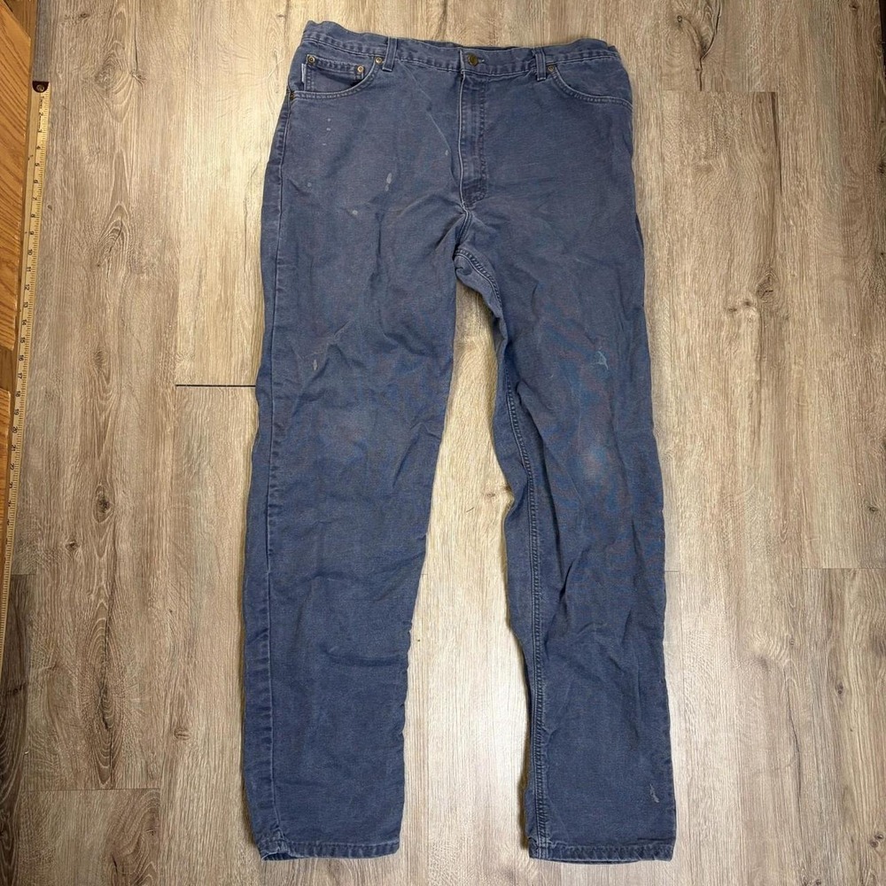 VTG Carhartt Canvas Pants 40x36 Blue Cotton B72 PTL Workwear Made in USA